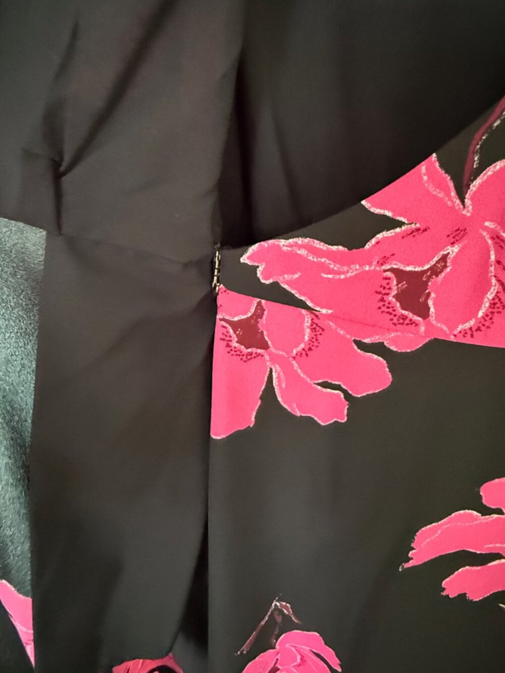Alfani Black Pink Floral Wrap Tie Waist Dress Size 10 - Picture 6 of 12